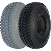 Angle view of 10 x 3 in. (3.00-4) Primo Powertrax Wheelchair and Scooter Tire number shown in gray and black